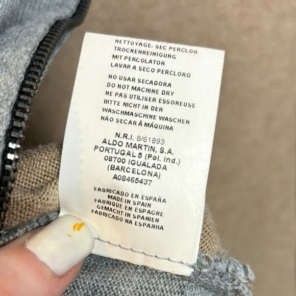 AMS PURE Rivet Sleeve V Neck Color Block Back Zip Cashmere Blend Sweater Size 6 - Picture 12 of 13